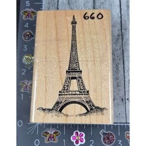 Inkadinkado Eiffel Tower Paris France 5242P Rubber Stamp Wood #S55
